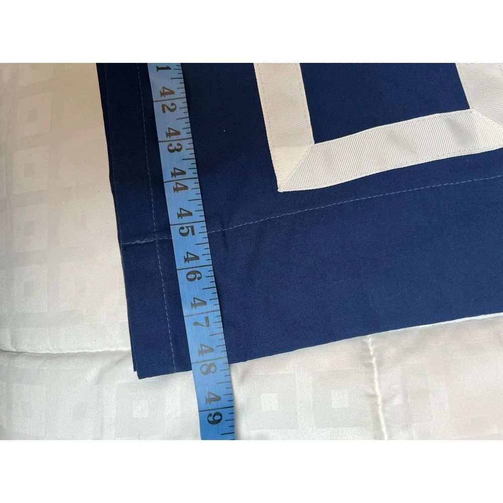 Two Pottery Barn Teen Navy & White Curtain Blackout Panels  Greek Key 52 X 96